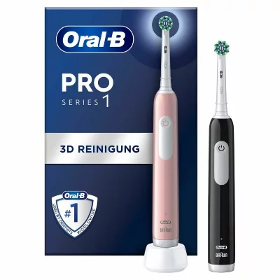 ORAL B Oral-B Pro1 Christmas Pack de 2 Brosses &agrave; Dents &Eacute;lectriques Rose/Noir