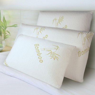SAMPUR Oreiller bamboo : mousse &agrave; m&eacute;moire de forme, d&eacute;houssable 60/60 C03-ORV03 60/60