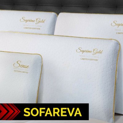 SOFAREVA Oreiller Confort Gold 60x60cm M&eacute;moire de forme Semi ferme 100% Polyester &Eacute;paisseur 12 cm