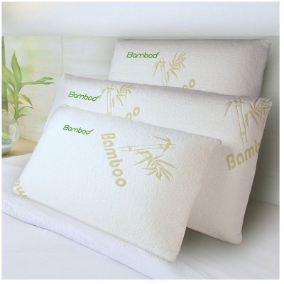 SOFAREVA Oreiller Fresh Bamboo 60x60cm Blanc M&eacute;moire de forme Semi Ferme &Eacute;paisseur 12 cm