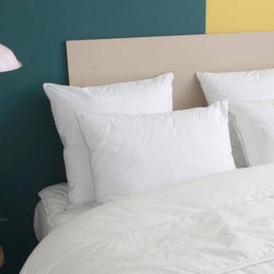 WAKE ME GREEN Oreiller MOELLEUX Toucher Duvet - Coton - Ars&egrave;ne Blanc 