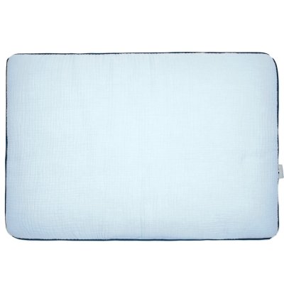 SEVIRA KIDS Oreiller plat en gaze de coton, Jeanne Bleu 60 x 40 cm