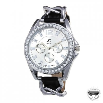 SO CHARM MONTRES Orf&eacute;e Montre Femme en Cuir Cristaux Swarovski noire T.U