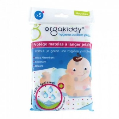 ORGAKIDDY  Prot&egrave;ge Matelas &agrave; Langer Jetables 5 Prot&egrave;ges Matelas