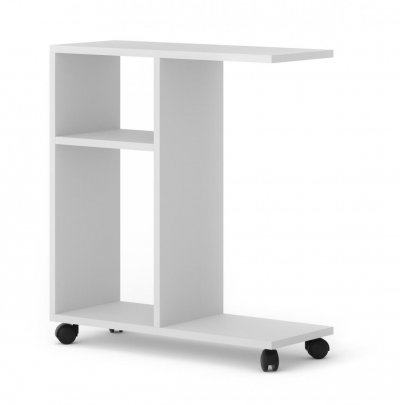 Organisateur de table basse TRASCO 1 blanc mat sur roulettes