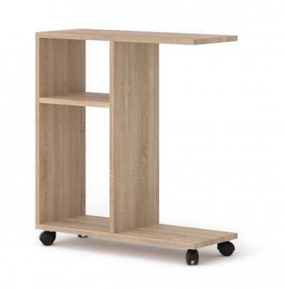Organisateur de table basse TRASCO 1 ch&ecirc;ne sonoma sur roulettes