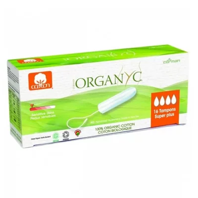 ORGANYC  Tampons Super Plus Sans Applicateur Coton Bio, 16 Tampons