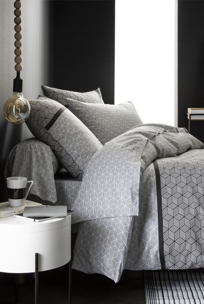 ORIGIN  Taie de traversin en Bambou - 85 x 185 cm - Blanc et noir
