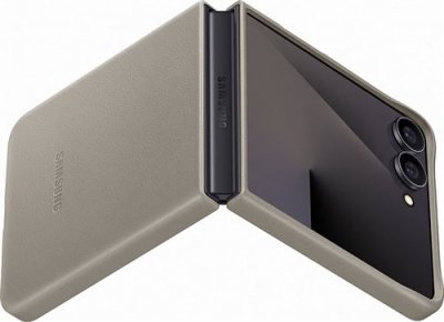 SAMSUNG Original Coque KindSuit en Cuir V&eacute;gan  Galaxy Z Flip 7 - Taupe