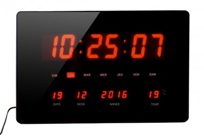 Orium - Horloge &agrave; led rouge Chronos