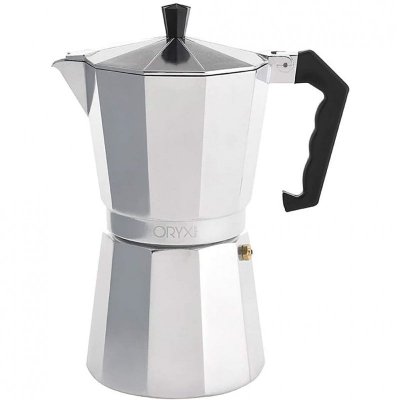 ORYX  Cafeti&egrave;re 9 Tasses, Aluminium, Argent, 17 x 25 x 12 cm