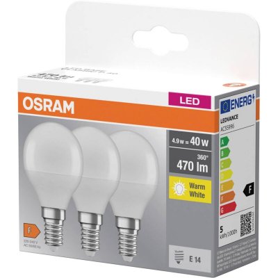 OSRAM  goutte LED E14 P40 4,9&nbsp;W 2&nbsp;700&nbsp;K 470&nbsp;lm x3
