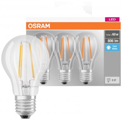 OSRAM  LED E27 Classic filament 840 7W lot de 3