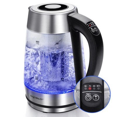 AIGOSTAR Other AIG-8433325196516 Bouilloire &Eacute;l&eacute;ctrique 1.7L 220V 2200W Sans BPA Amovible M&eacute;tal Verre Blanc