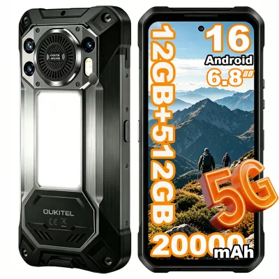 OUKITEL  WP61 5G 12Go+512Go 6.8"" FHD+ 108MP 20000mAh Android 16 Smartphone