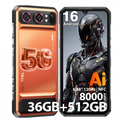 NOUVELLE TECHNOLOGIE 55 OUKITEL WP68 Air 5G T&eacute;l&eacute;phone Incassable 36Go + 512Go 6,88"" 8000mAh 64MP NFC - Orange