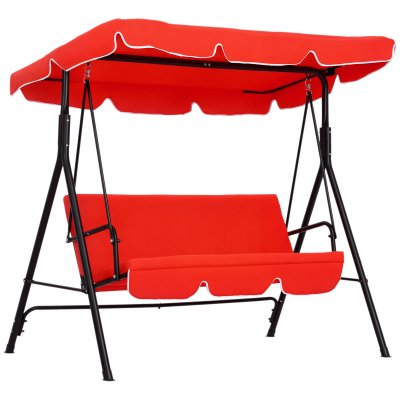 OUTSUNNY  Balancelle de Jardin 3 Places Rouge avec Toit Imperm&eacute;able Inclinable en Acier Aosom France