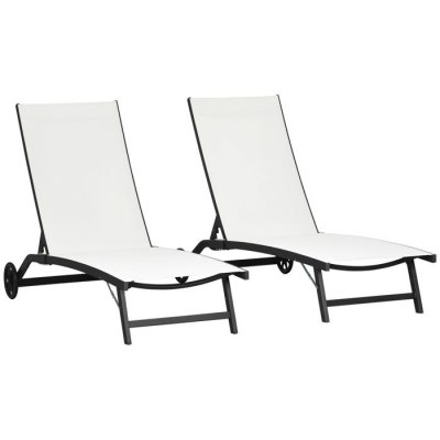 OUTSUNNY  - Chaise longue - Tissu - 66x165x102cm - cr&egrave;me