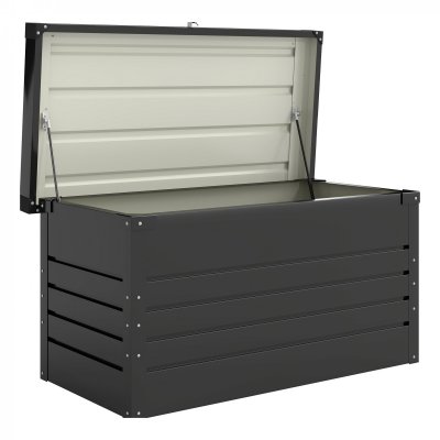 OUTSUNNY  Coffre de rangement en métal 350L Étanche Acier Gris Anthracite