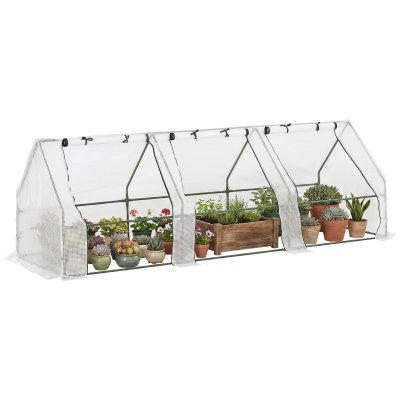 Outsunny - Mini serre de jardin - PE - 270x90x90cm - Blanc