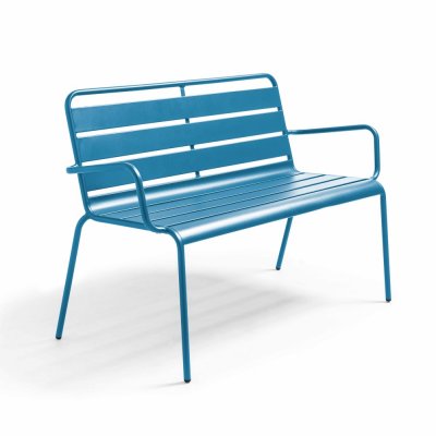 OVIALA  Palavas - Banc de Jardin en m&eacute;tal Bleu Pacific