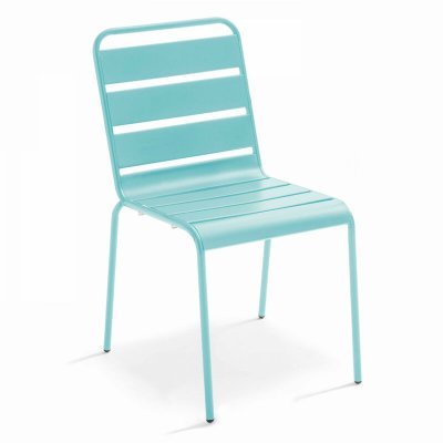 OVIALA  Palavas - Chaise de Jardin en m&eacute;tal Turquoise