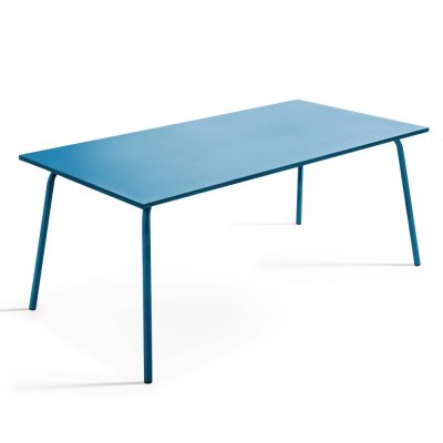 OVIALA  Palavas - Table de Jardin ractangulaire en m&eacute;tal Bleu Pacific