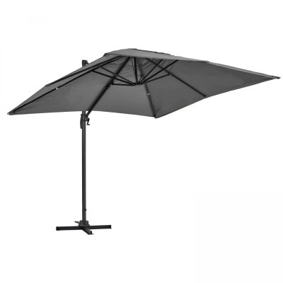 OVIALA  - Parasol d&eacute;port&eacute; 2x3m en aluminium gris anthracite - Gris