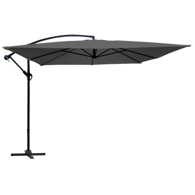 OVIALA  - Parasol d&eacute;port&eacute; carr&eacute; 3x3m aluminium gris anthracite - Gris