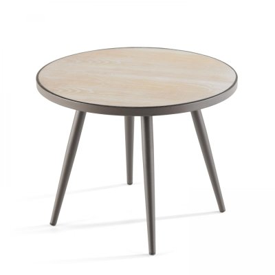 Oviala Tivoli - Table Basse Ronde avec Plateau Imitation Bois