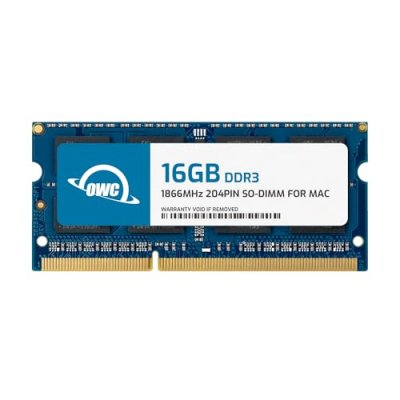 OWC  1867DDR3S16G, 16 Go, 1 x 16 Go, DDR3, 1866 MHz, 204-pin SO-DIMM, Bleu