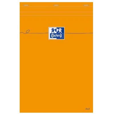 OXFORD  Bloc notes orange agraf&eacute; 21 x 32 cm - 80g - Petits carreaux 5x5 - 80 feuilles