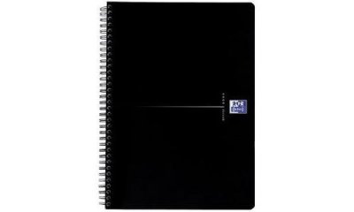 OXFORD  Cahier Office Essentials A4 Petits Carreaux 180 Pages Reliure Siprale Couverture Carte Noir