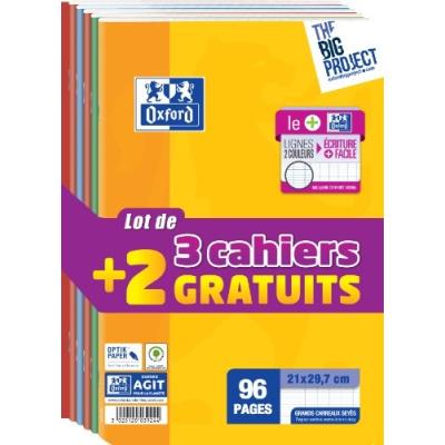 OXFORD  scolaire cahier agraf&eacute; a4 96 pages 90g lot de 5 400019496