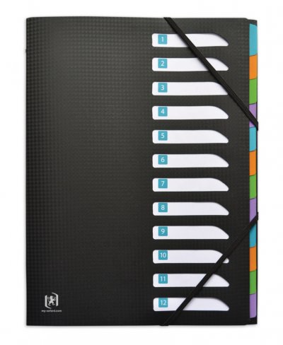 ELBA OXFORD Trieur Standard Memphis A4 12 Positions Couverture Polypro Noir