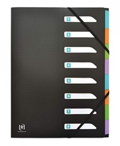 ELBA OXFORD Trieur Standard Memphis A4 8 Positions Couverture Polypro Noir