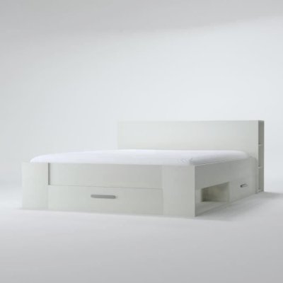 OXYGENE Lit adulte + rangements 140x190 blanc