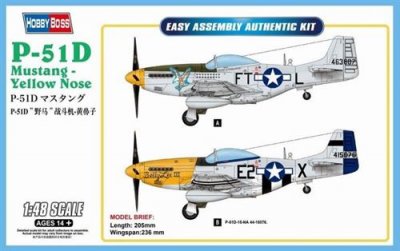  P-51d Mustang-yellow Nose - 1:48e - Hobby Boss