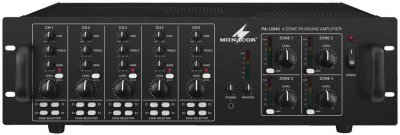 MONACOR PA-12040 ampli/unit&eacute; de mixage mono &agrave; 4 canaux avec 4 zones
