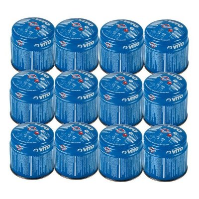VITO Pack 12 cartouches gaz 190g  butane per&ccedil;able s&eacute;curit&eacute; stop-gaz TUV