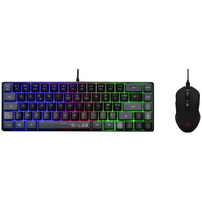  Pack 2 en 1 clavier gaming filaire Azerty The G-Lab Combo Hydrogen BKG et souris gaming filaire Noir 