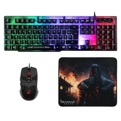 KONIX Pack 3 En 1 Barbarian  Drakkar Clavier + Souris + Tapis De Souris 