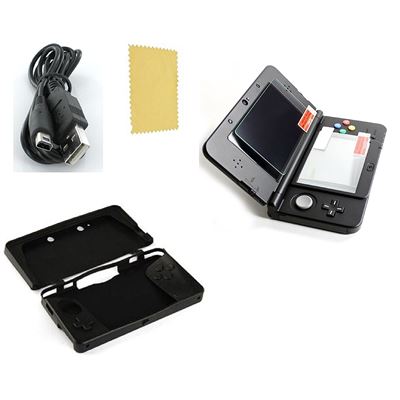 GENERIQUE Pack 3 En 1 Nintendo 3ds : Housse Silicone Noir - Chargeur Usb - Protection &Eacute;cran