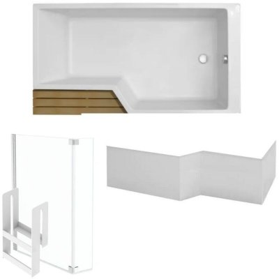 Pack baignoire bain douche 150 x 80 JACOB DELAFON Neo version droite + pare bain chrom&eacute; + tablier