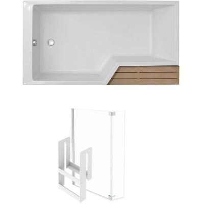 Pack baignoire bain douche 170 x 90 JACOB DELAFON Neo version gauche + pare bain chrom&eacute;