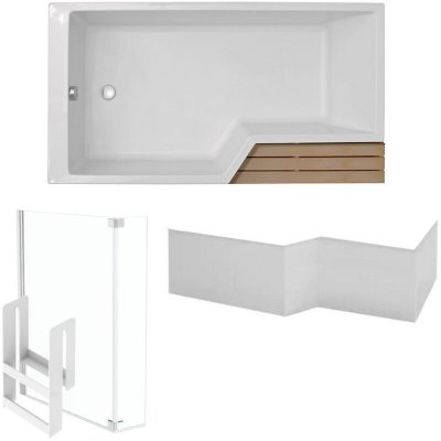Pack baignoire bain douche 170 x 90 JACOB DELAFON Neo version gauche + pare bain chrom&eacute; + tablier