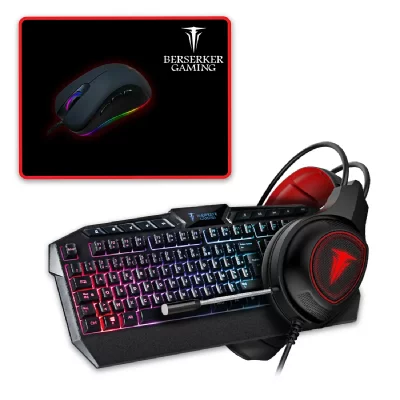 BERSERKER GAMING Pack bsk-gaming gx-804 4en1 cl+s+tapis+casque rgb backlights thor