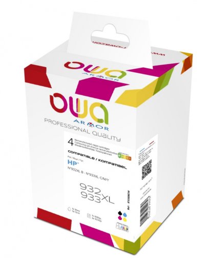 OWA Pack cartouches  compatibles hp 932XL et 933XL 4 couleurs pour imprimante jet d'encre