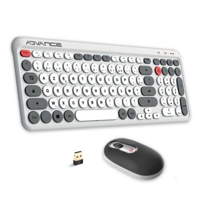  Pack Clavier/Souris Advance ERGOSTYLE COMBO sans fil RF/Silencieux/Blanc Gris 