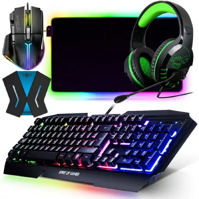 SPIRIT OF GAMER Pack Clavier Souris Casque Xbox One Pro-K5 RGB et Convertisseur